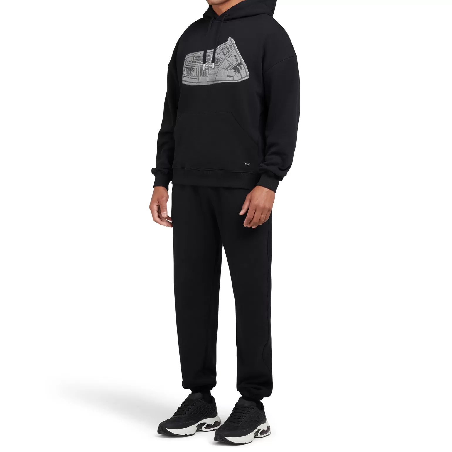 Men Mallet Hoodies^ Estate Graphic Loopback Hood Black Organic